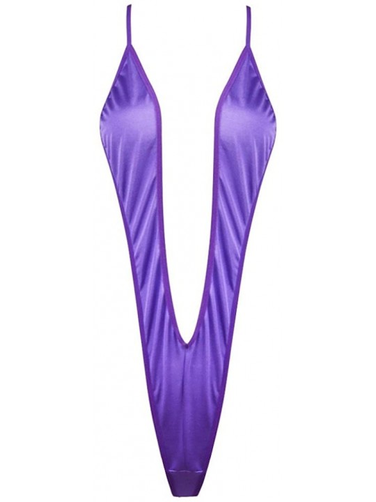 BAIKUTOUAN Purple Neon Women's One Piece Swimsuit Halter Tie