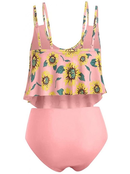 Womens Sunflowers Swimsuits Two Pieces Bathing Suits Ruffled Top ...